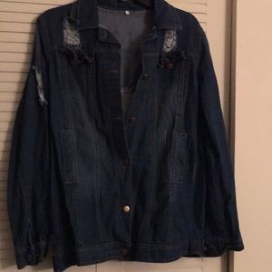 🔥Sale🔥Dark blue ripped distressed jean jacket..NWOT..